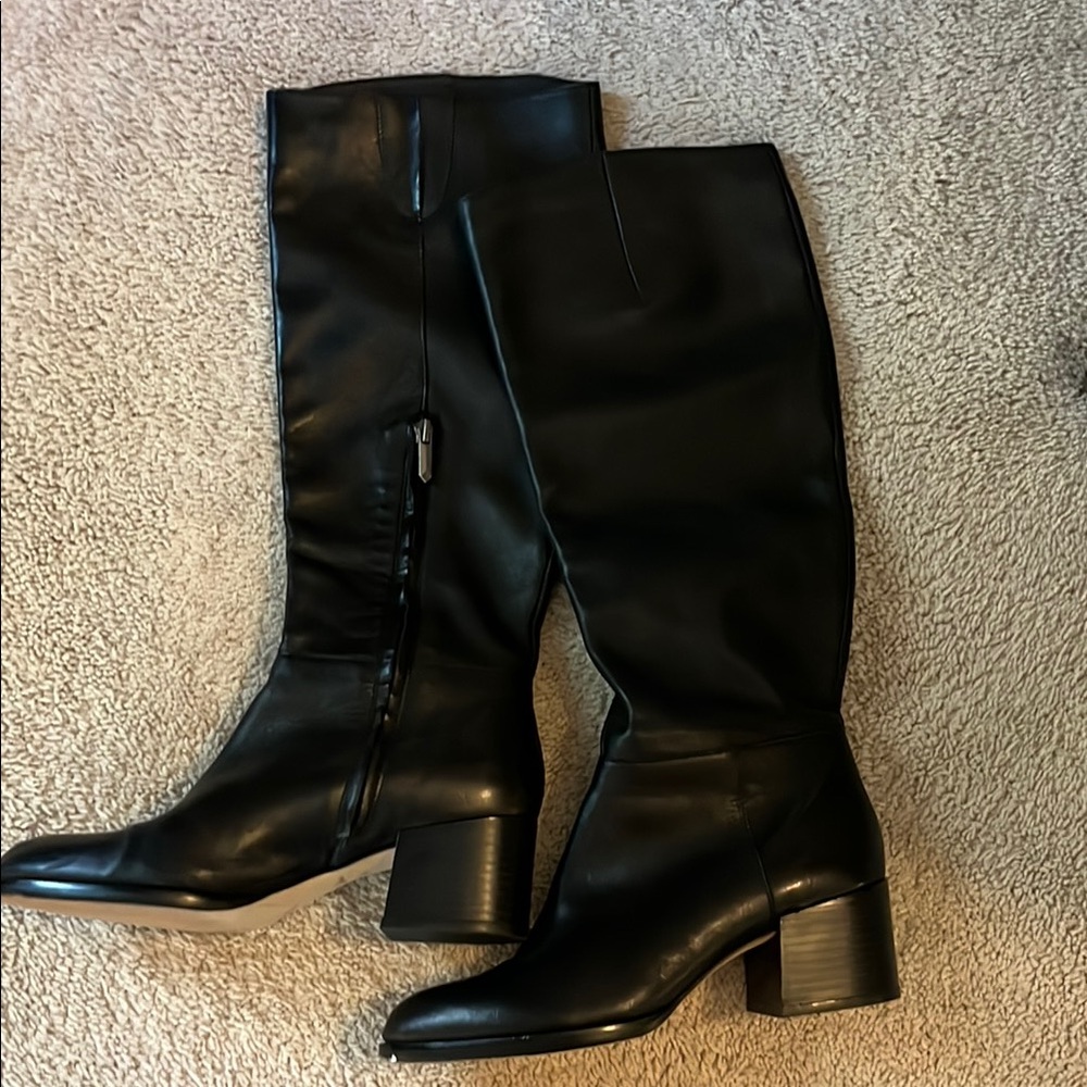 Black Leather Knee-High Boots